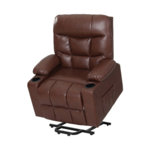 Electric Heated Lift Recliner | Massage Chair | Brown Leather | 180Kg Weight Capacity