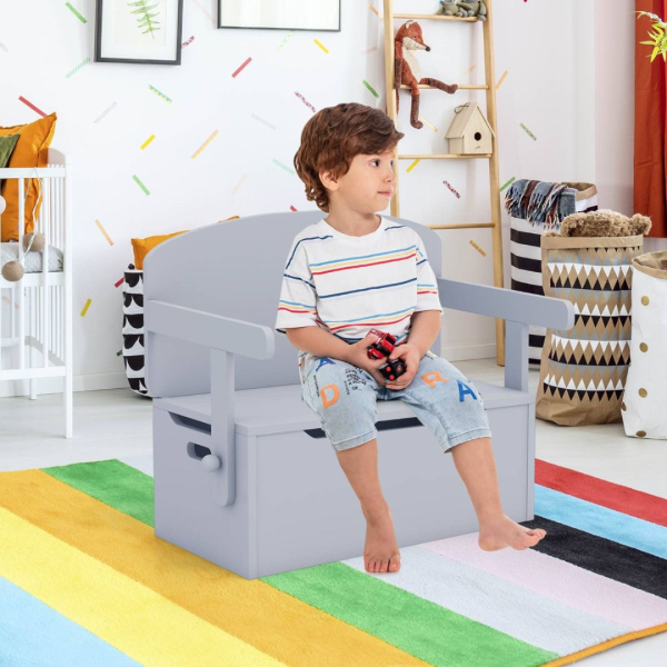 Kids Convertible Activity Bench Table with Toy Storage Box