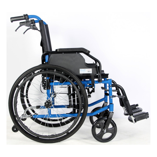 Blue Deluxe Steel Wheelchair | 140Kg Weight Capacity